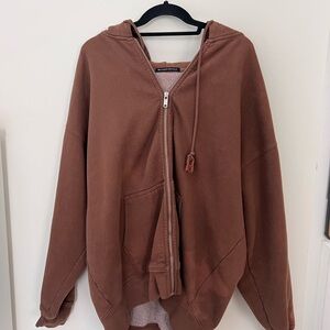 Brandy Melville Brown Zip-Up Hoodie